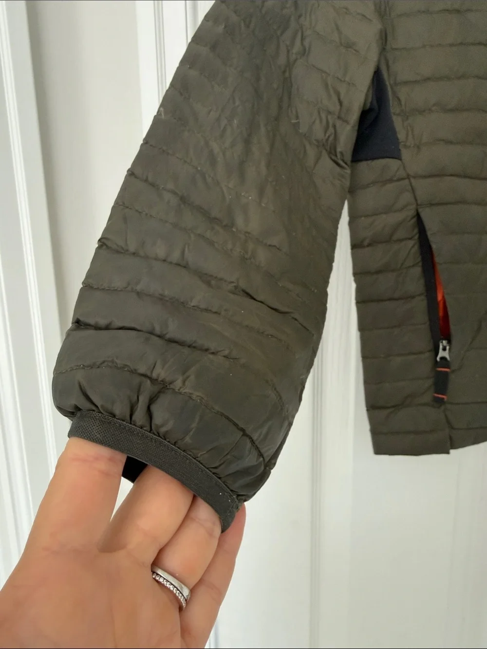 Eddie Bauer Olive Hooded Kids Packable Down Jacket